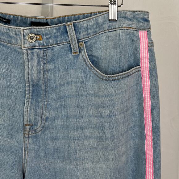 TALBOTS Side Stripe Modern Ankle Jeans Zip Fly Cotton Blend Denim Blue Pink 16 - Picture 5 of 11